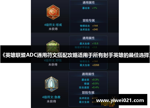 《英雄联盟ADC通用符文搭配攻略适用于所有射手英雄的最佳选择》